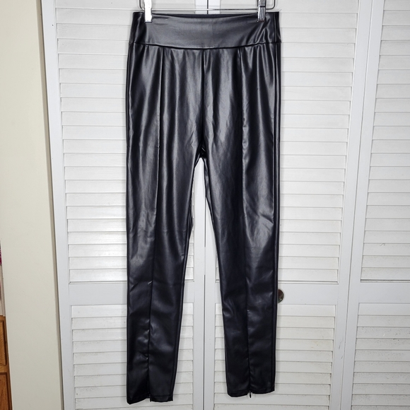 Bohme Karina Black Faux Vegan Leather High Rise Pull-On Pants XS (00-0) EUC - Picture 4 of 14